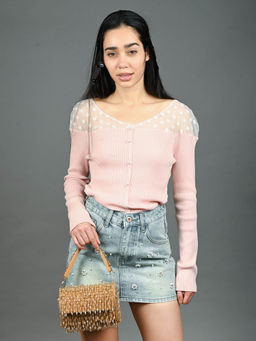 Odette - Brown Suede Embellished Hand Bag with Detachable Strap