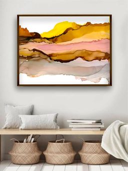 The Art House - Yellow White Abstract Framed Wall Painting