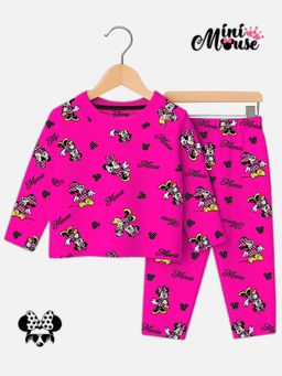 Kuchipoo - Pink Disney Girl Regular Fit Cotton T-shirt and Pyjama
