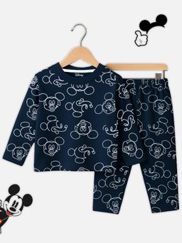 Kuchipoo - Navy Blue Disney Baby Boy Regular Fit Cotton T-shirt and Pyjama