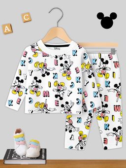 Kuchipoo - White Disney Boy Regular Fit Cotton T-shirt and Pyjama
