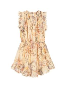 Zimmermann - Girls Beige Cotton Floral Dress