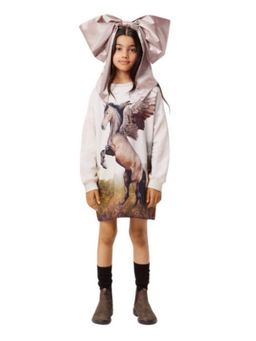 Molo - Girls Beige Pegasus Horse Sweatshirt Dress