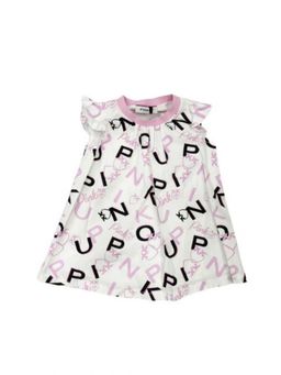 Pinko - Girl White Cotton Printed Half Sleeve Dress