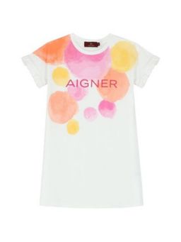 Aigner - Girls White Printed Cotton Dress