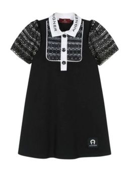 Aigner - Girls Black Cotton and Lace Dress