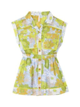 Zimmermann - Girls Green Collar Neck Floral Dress