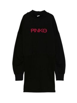 Pinko - Girls Black Flocked-Logo Dress