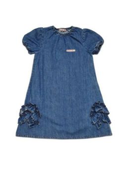 Marni - Girls Denim Blue Dress with Ruffles