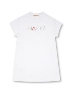 Marni - Girls White Fleece Baguette Logo Dress