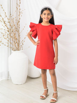 Fairies Forever - Girls Scarlet Red A-Line Party Dress