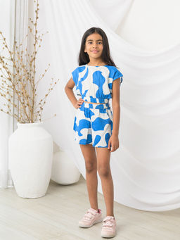 Fairies Forever - Girls Blue Cotton Printed Top and Shorts