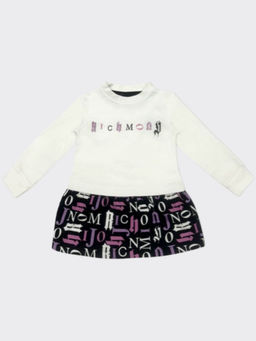 John Richmond - Girls Black White Logo Print Dress