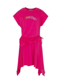 Pinko - Girls Pink Logo Knitted Cotton Dress