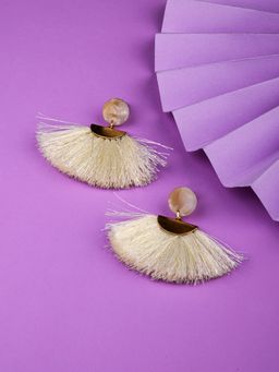 Lilly & Sparkle - White Gold Contemporary Tassel Drop Earrings