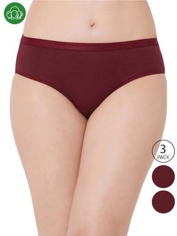 Inner Sense - Organic Cotton Antimicrobial High Waist Hipster - Maroon (Pack of 3)