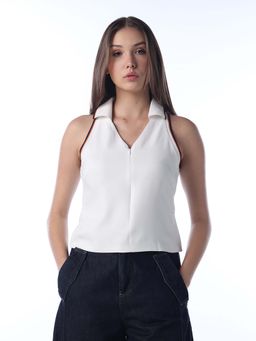 ONLY - Women's Slim Fit White Crop Top