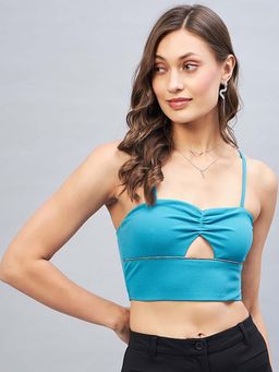 DELAN - Women Blue Bralette Crop Top
