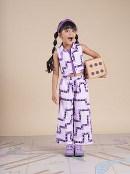 Lil Drama - Snakes and Ladders Girls Purple Table Print Top and Pant (Set of 2)