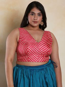 SALWAR STUDIO - Women's Pink Silk Blend Readymade Saree Blouse