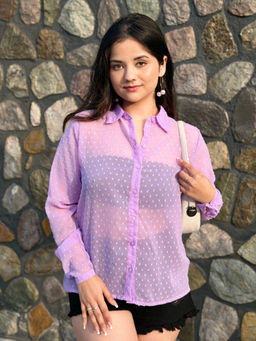 Tandul - Women Charming Lavender Georgette Shirt
