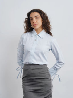 Cove and Lane - Cotton Drawstring Shirt - Blue Stripe
