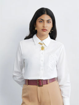 Cove and Lane - Lace Pocket Chic Shirt - White