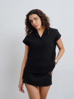 Cove and Lane - Textured Camp Shirt - Black