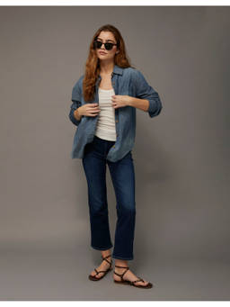 American Eagle - Bestie Button Up Blue Shirt