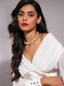 Ruby Raang Studio - Tear Drop Meenakari Colored Kundan Neckpiece