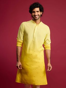 Vastramay - Men Yellow Ombre Cotton Kurta