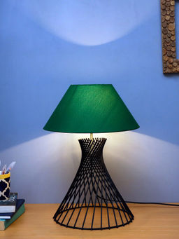 Homesake - Metal Spiral Table Lamp Black Green Shade