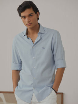 Andamen - Regular Fit Men Blue Melange Full Sleeve Casual Shirt