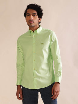 Andamen - Men Green Oxford Full Sleeve Slim Fit Casual Shirt
