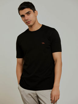 Andamen - Regular Fit Men Black Half Sleeve T-Shirt