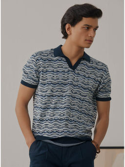 Andamen - Regular Fit Men Blue Half Sleeve Open Collar Neck Polo T-Shirt