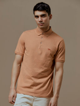 Andamen - Regular Fit Men Brown Melange Half Sleeve Polo T-Shirt