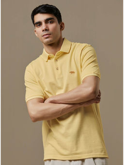 Andamen - Regular Fit Men Yellow Oxford Half Sleeve Polo T-Shirt