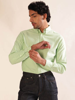 Andamen - Men Green Full Sleeve Slim Fit Casual Shirt