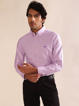 Andamen - Regular Fit Men Purple Full Sleeve Button Down Casual Shirt