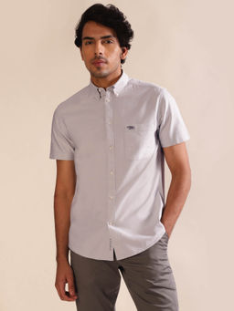 Andamen - Regular Fit Men Grey Half Sleeve Patch Pocket Casual Shirt