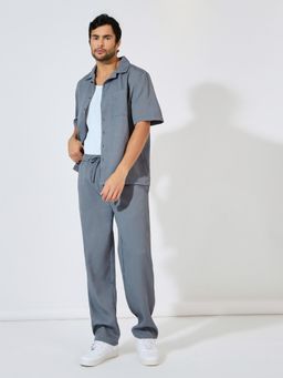 Styli - Men Pleated Relaxed Resort Collar Shirt and Trouser Co-Ord (Set of 2)