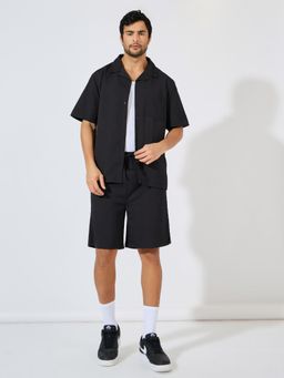 Styli - Men Relaxed Textured Woven Shirt and Short Co-Ord (Set of 2)
