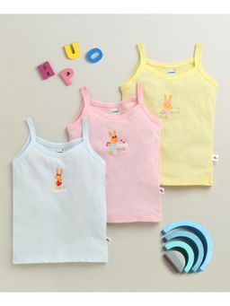 Bumzee - Yellow & Sky Blue Girls Cotton Slips (Pack of 3)