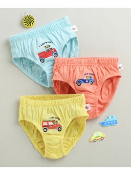 Bumzee - Sky Blue & Yellow Boys Cotton Briefs (Pack of 3)