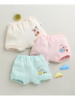 Bumzee - Beige & Pink Girls Cotton Panties (Pack of 3)