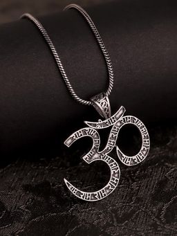 Voylla - Spiritual Om Aura Silver Necklace for Men