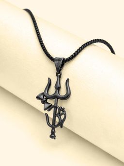 Voylla - Spiritual Trishul Shakti Black Rhodium Necklace for Men