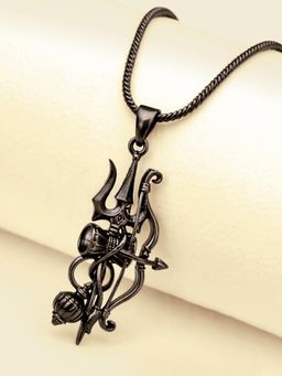 Voylla - Spiritual Trishul Flame Black Rhodium Necklace for Men