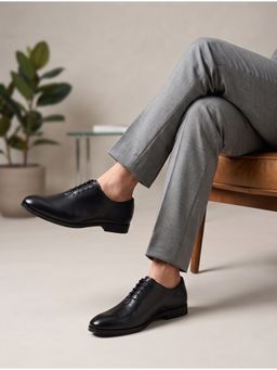 ALCAZO - Black Synthetic Leather Formal Oxfords Shoes for Men